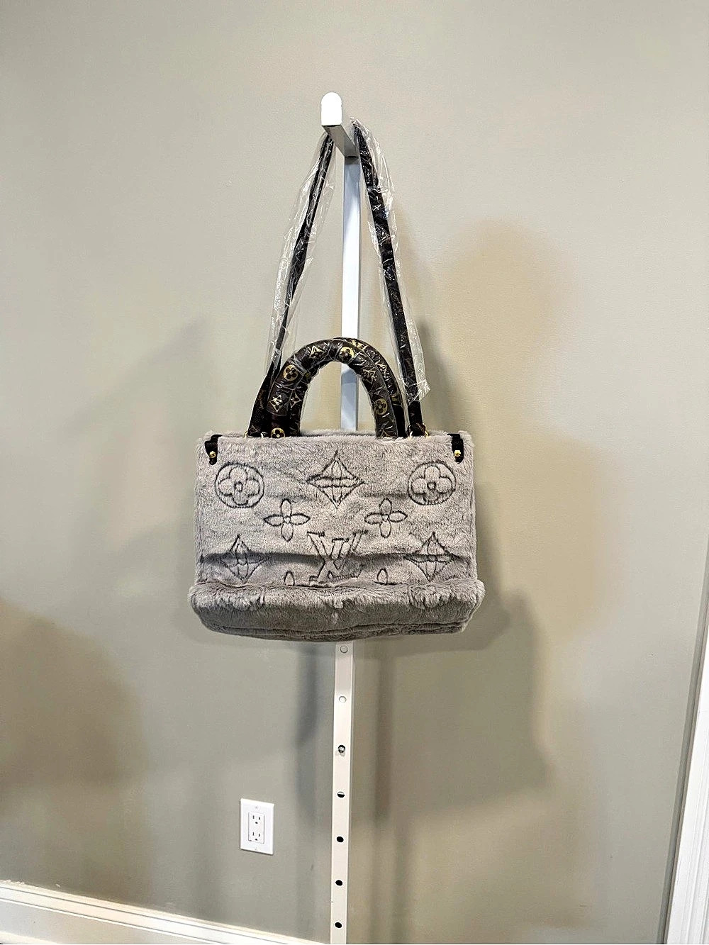 Gray & Black Faux Fur Tote brand New